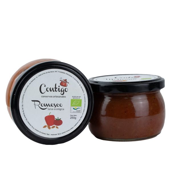 Bote de salsa romesco ecológica de 250g de la marca Contigo