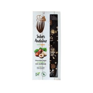 Tableta de chocolate negro ecológico con avellanas