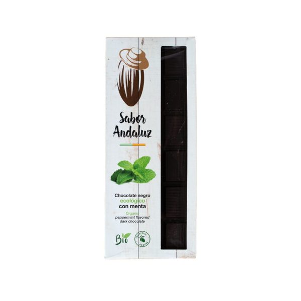 Tableta de chocolate negro ecológico con menta