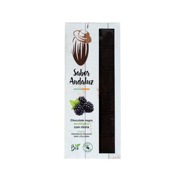 Tableta de chocolate negro ecológico con mora