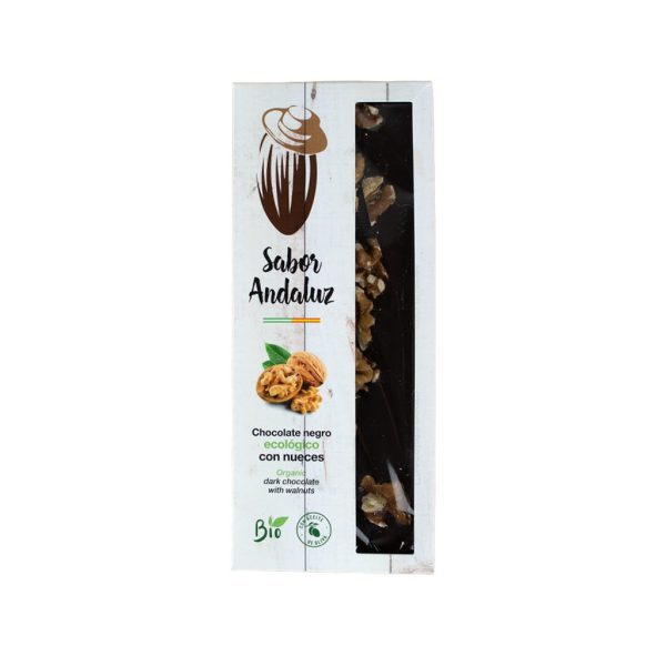 tableta de chocolate negro ecológico con nueces