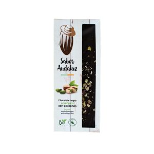 tableta de chocolate negro ecológico con pistachos