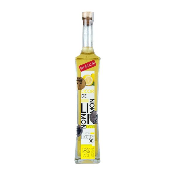 botella de cristal de 500ml de licor natural de limón